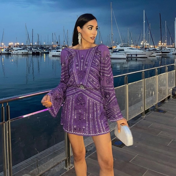 ✨💜✨ {Zara} Beaded Tunic Dress - Limited Edition Size S-M ✨💜✨ - Picture 12 of 15